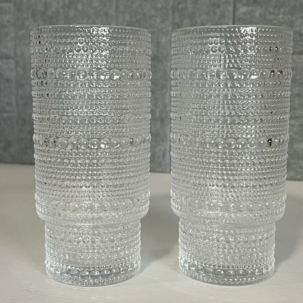Iridescent Hobnail Glass Tumblers Set of 2